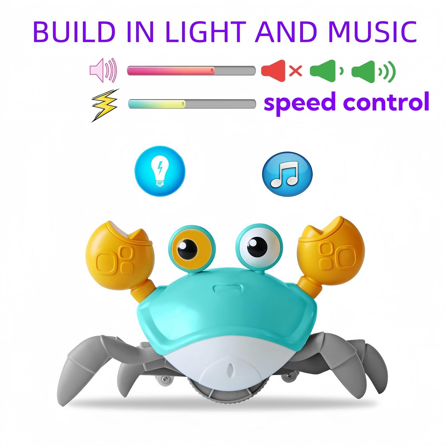 FEELGUY Crawling Crab Baby Toy – Infant Sensory & Tummy Time Learning Toy for Boys & Girls, Toddler Gifts 3-36 Months (Green)