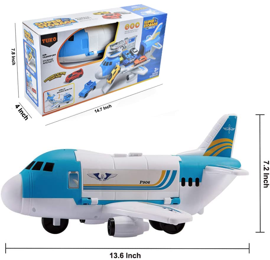 Tuko Transport Cargo Airplane Car Toy Play Set for 3+ Years Old Boys and Girls
