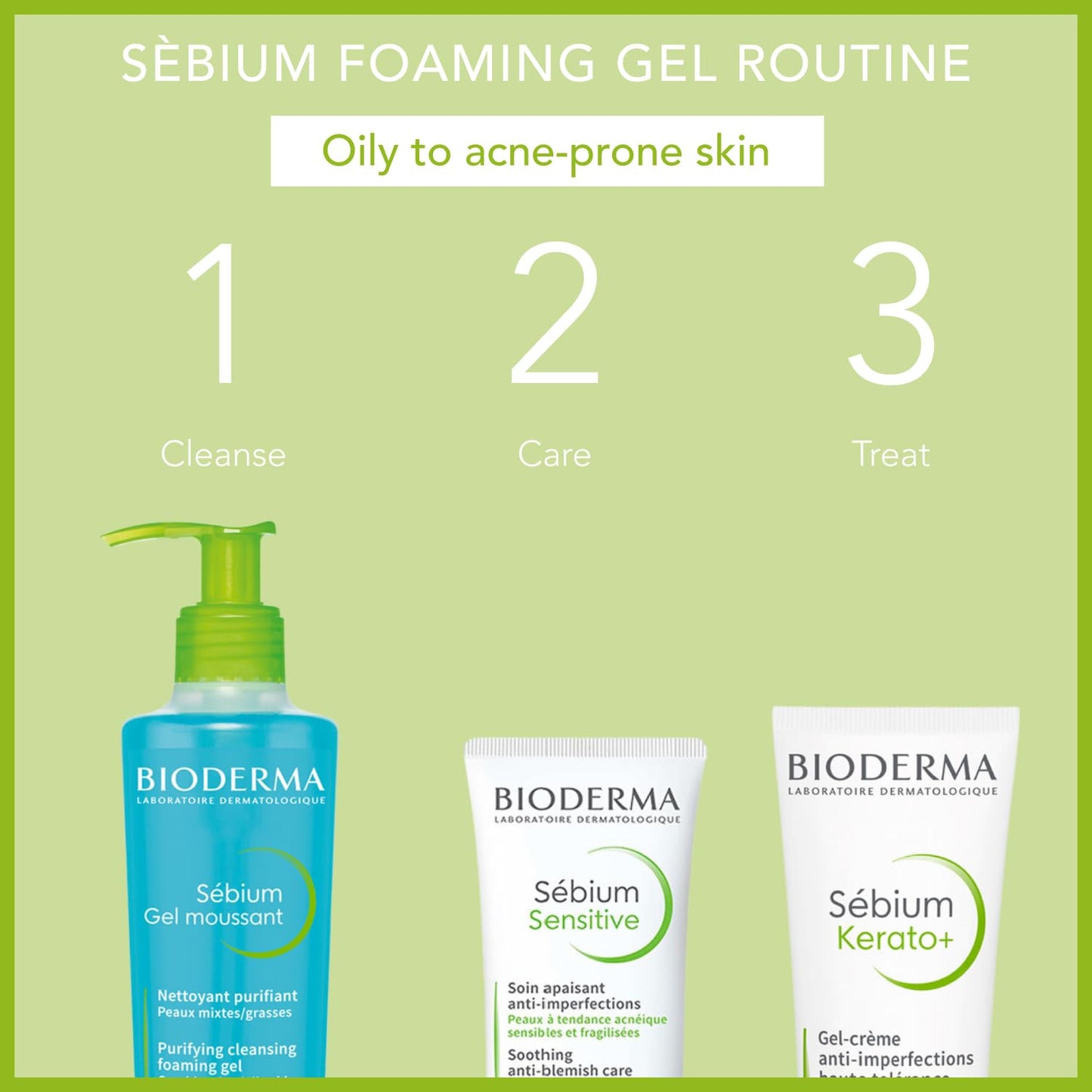 Bioderma - Sébium - Foaming Gel Pump - Cleansing and Make-Up Removing - Skin Purifying - for Combination to Oily Skin 16.91 Fl Oz (Pack of 1)