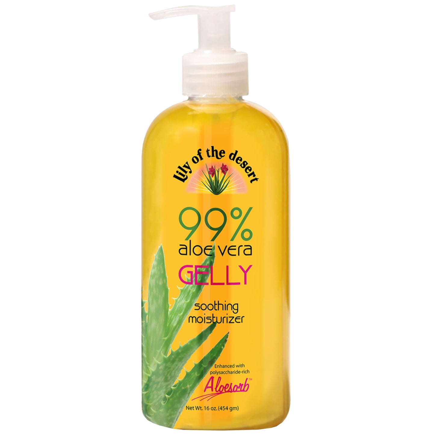 Lily Of The Desert Gelly Moisturizer, 99% Organic Aloe Vera Gel with Vitamin E & C – Soothes Sunburn, After Sun Skin Care, 16 Fl Oz
