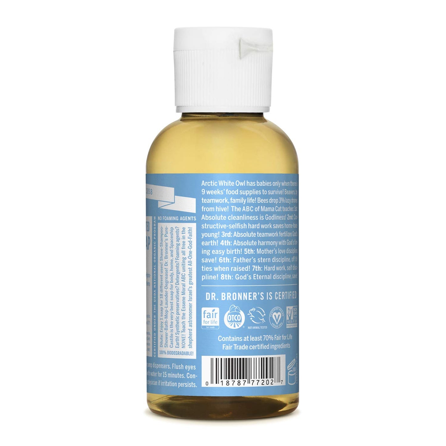 Dr. Bronner’s Pure-Castile Liquid Soap, Baby Unscented Travel Size (2 oz) – Organic Oils, 18-in-1 Use for Face, Body, Hair, Laundry, Pets & More, Vegan