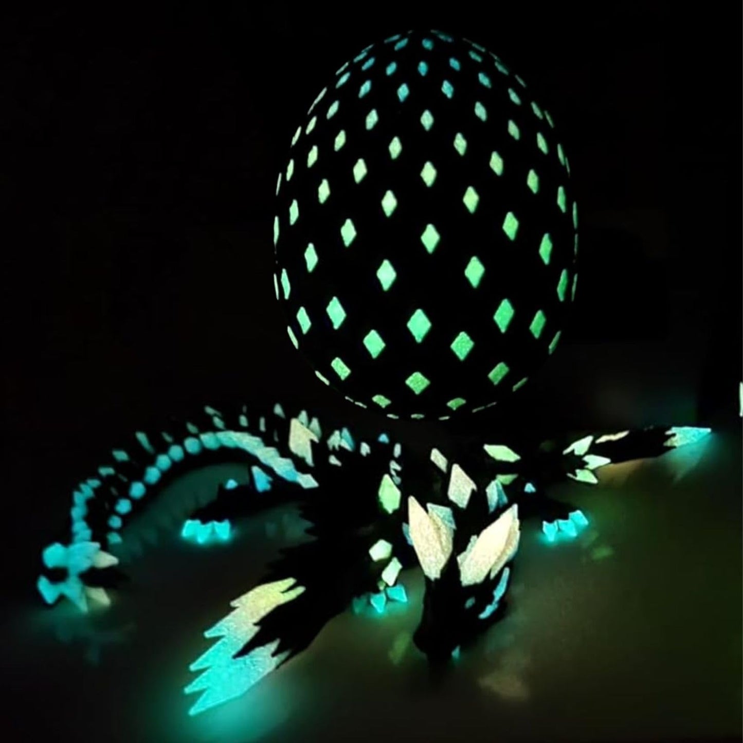 YILCER 3D Printed Glow-in-the-Dark Dragon Eggs with Wings, Articulated Fidget & Dinosaur Toys for Teens, Boys & Girls â Rainbow
