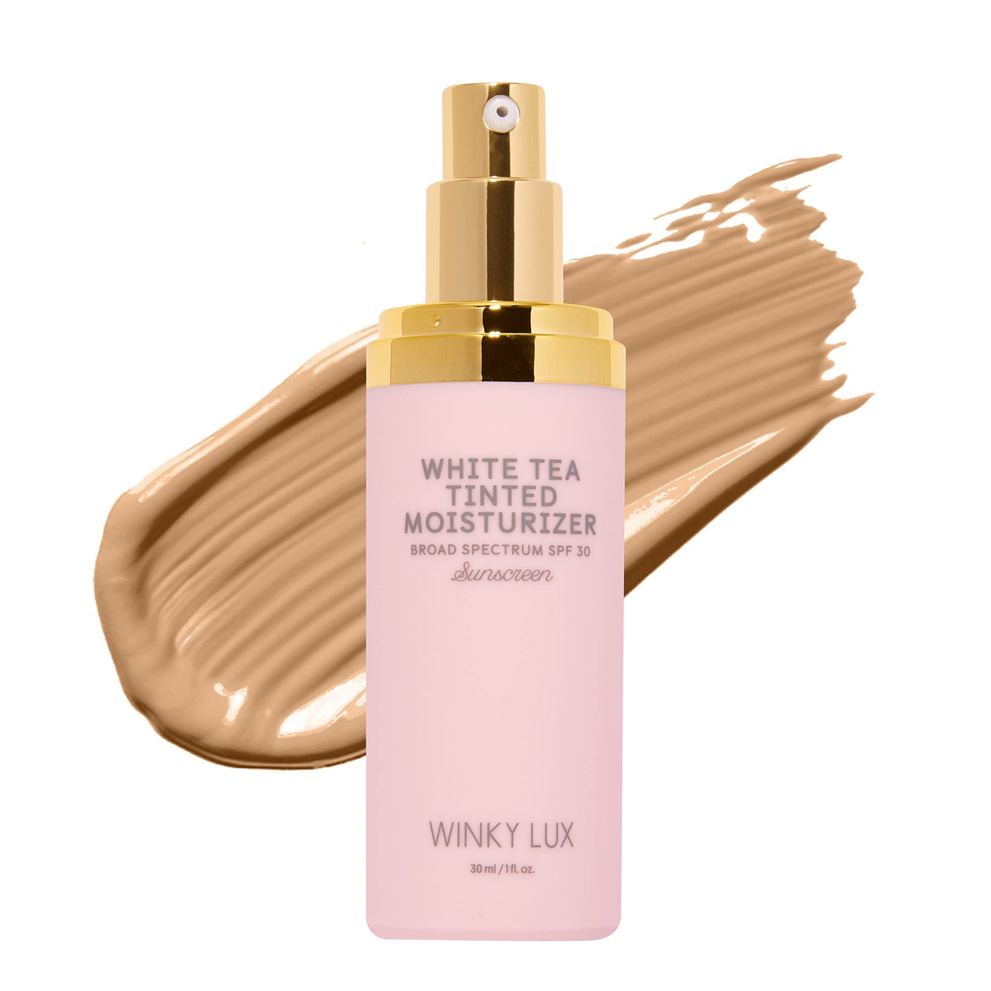 Winky Lux White Tea Tinted Moisturizer SPF 30 - Lightweight, Buildable Coverage, Radiant Finish, Long-Lasting Vitamin E Sunscreen, Medium