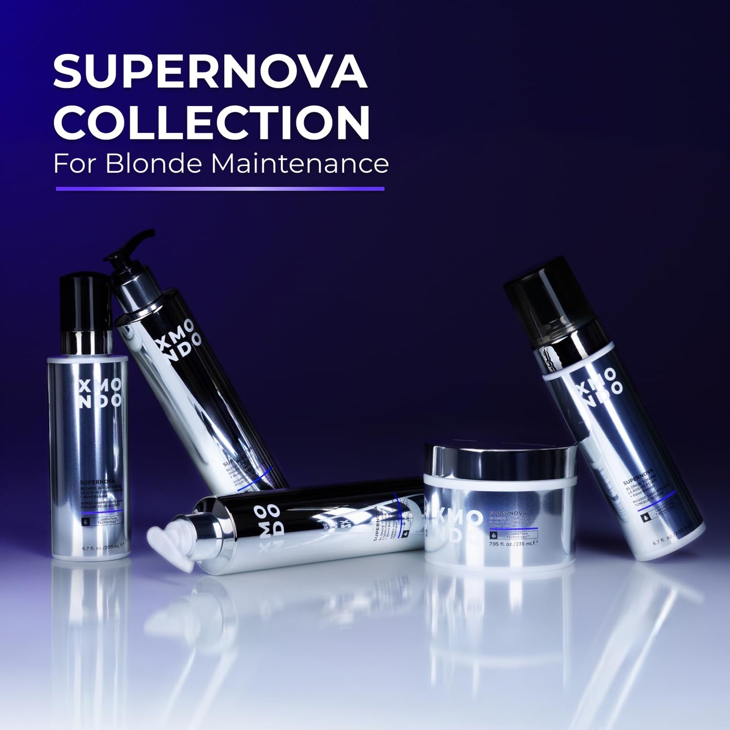 XMONDO Hair Supernova Blonde Toning Leave-In Foam | Vegan Toner for Blonde, Highlighted & Gray Hair | Reduces Brassy & Yellow Tones, 6.7 Fl Oz