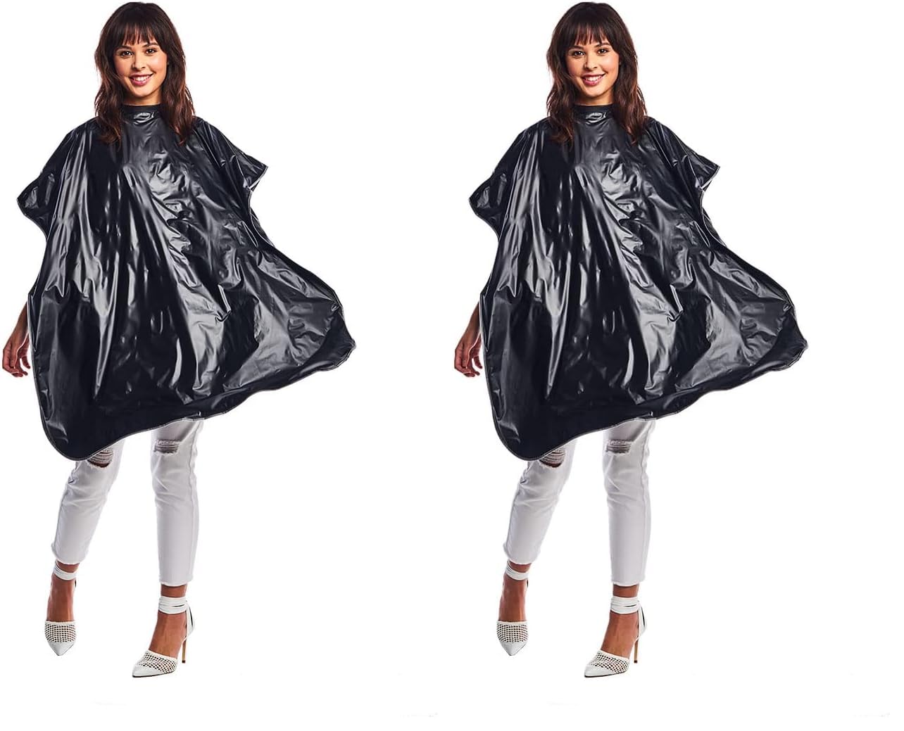 Betty Dain Lustre Waterproof Shampoo Cape - Stain-Resistant Vinyl with Soft Nylon Neckband & Touch-Close Fastener, 36"x54", Black