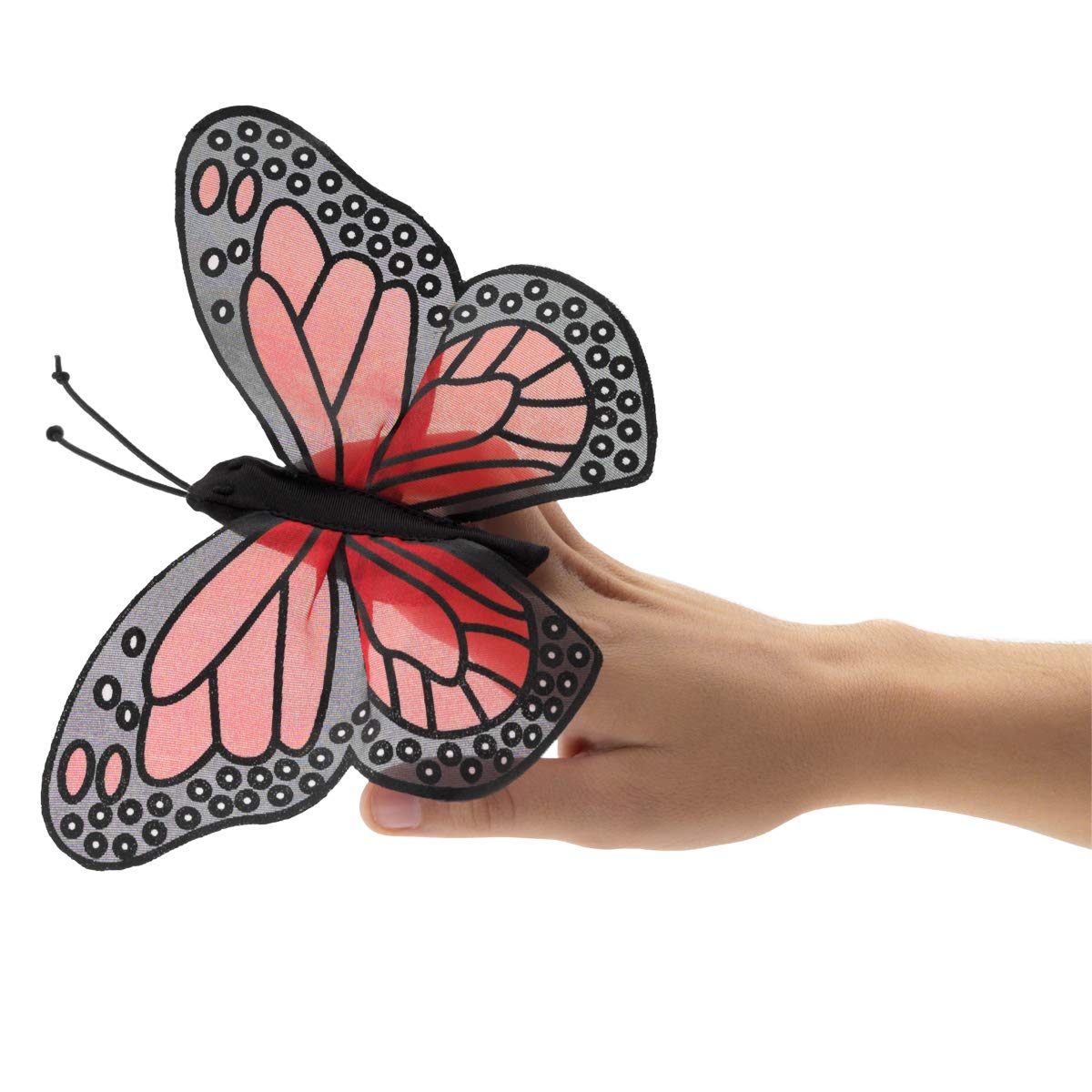 Folkmanis Mini Monarch Butterfly Finger Puppet, Orange, Black