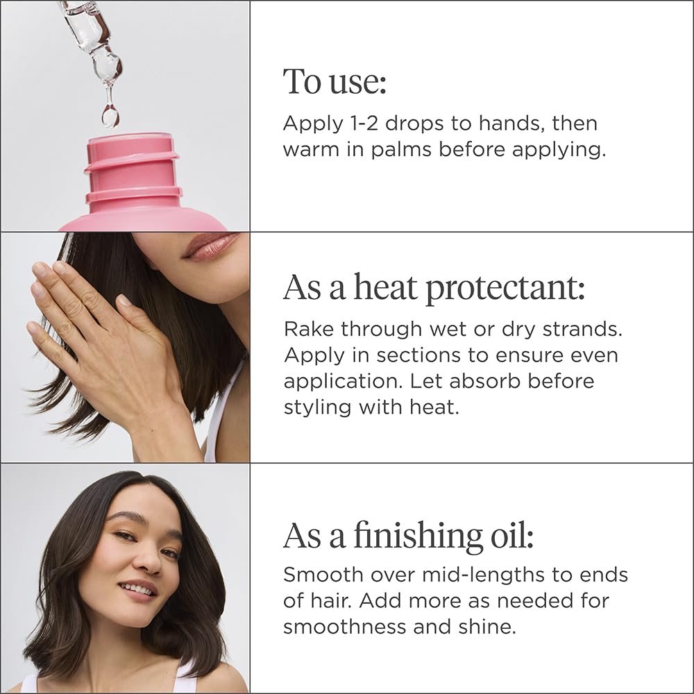 Briogeo Style + Treat Yuzu & Plum 4-in-1 Weightless Hair Oil – Silicone-Free, Heat Protectant, Frizz Control, Shine & Moisture – Vegan, 1.5 fl oz