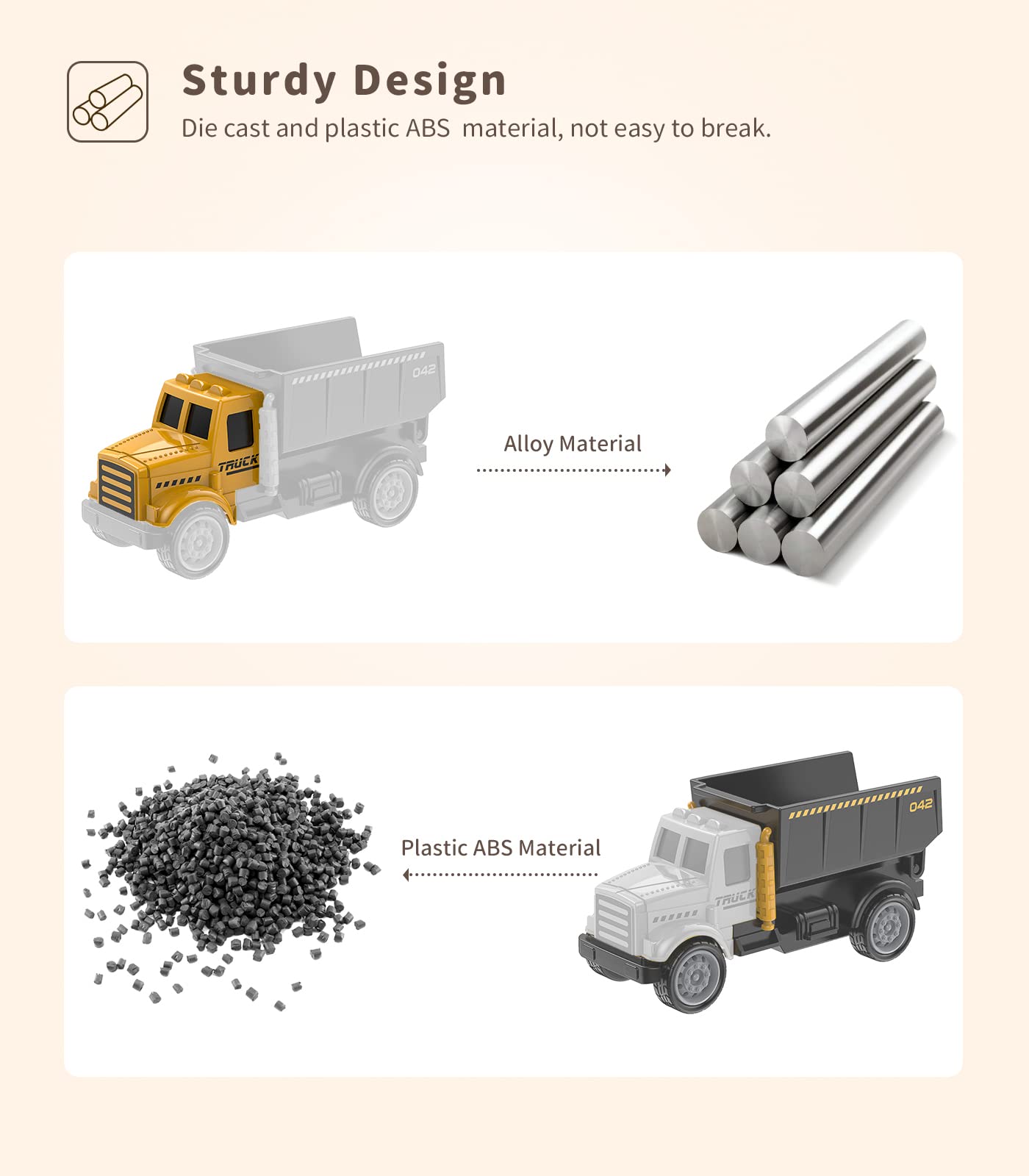 Mini Die-Cast Construction Truck Toys for Kids Ages 3-8 – Dump Truck, Excavator & More with Stickers for Outdoor & Sandbox Play