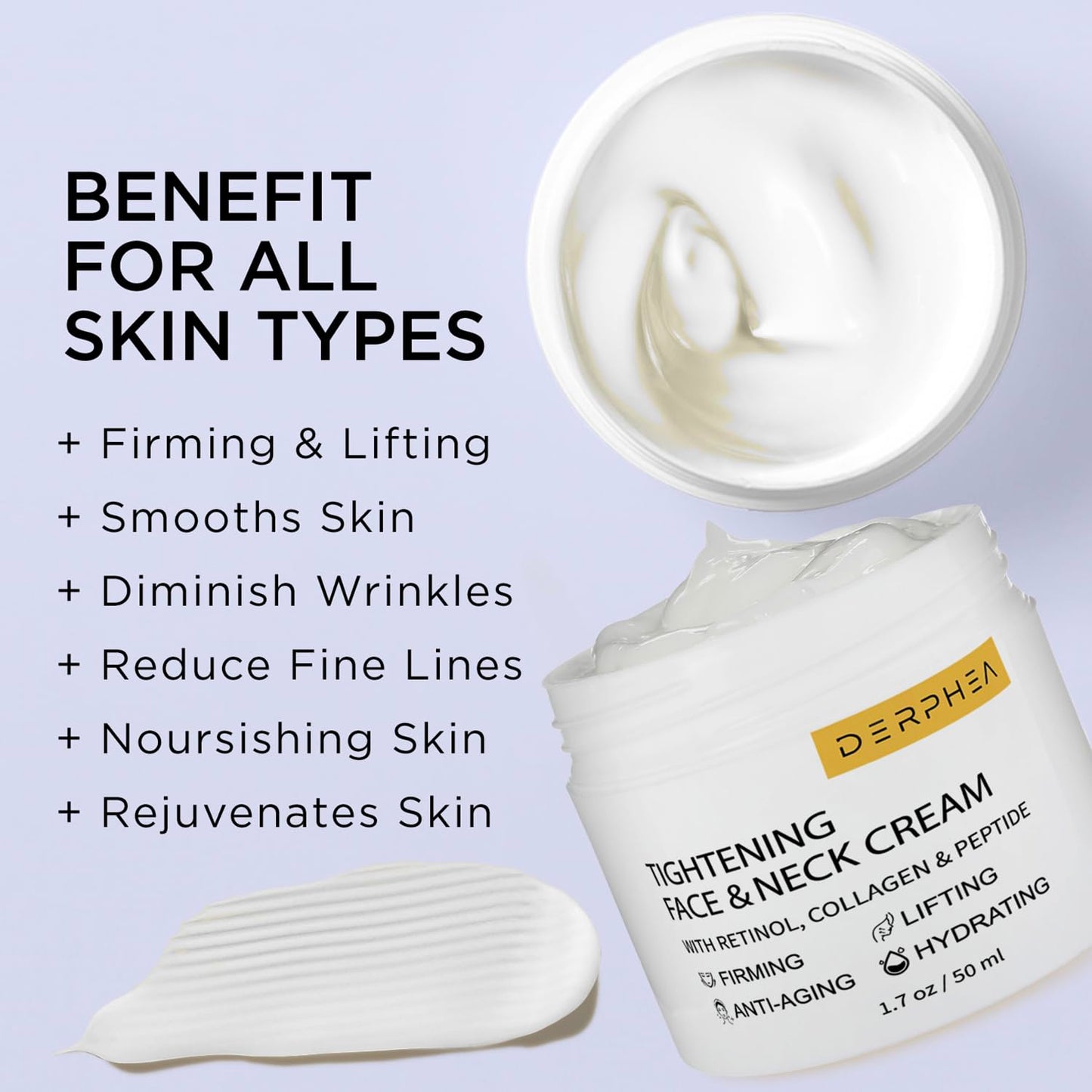 DERPHEA Neck & Decollete Firming Cream – Tightens Skin, Reduces Fine Lines, Firms Loose & Sagging Areas, 1.7 OZ