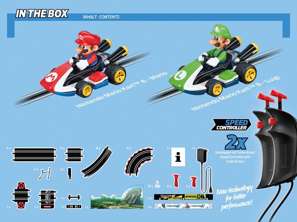 Carrera GO Electric Powered Slot Car Racing Kids Toy Race Track Set 1:43 Scale, Mario Kart