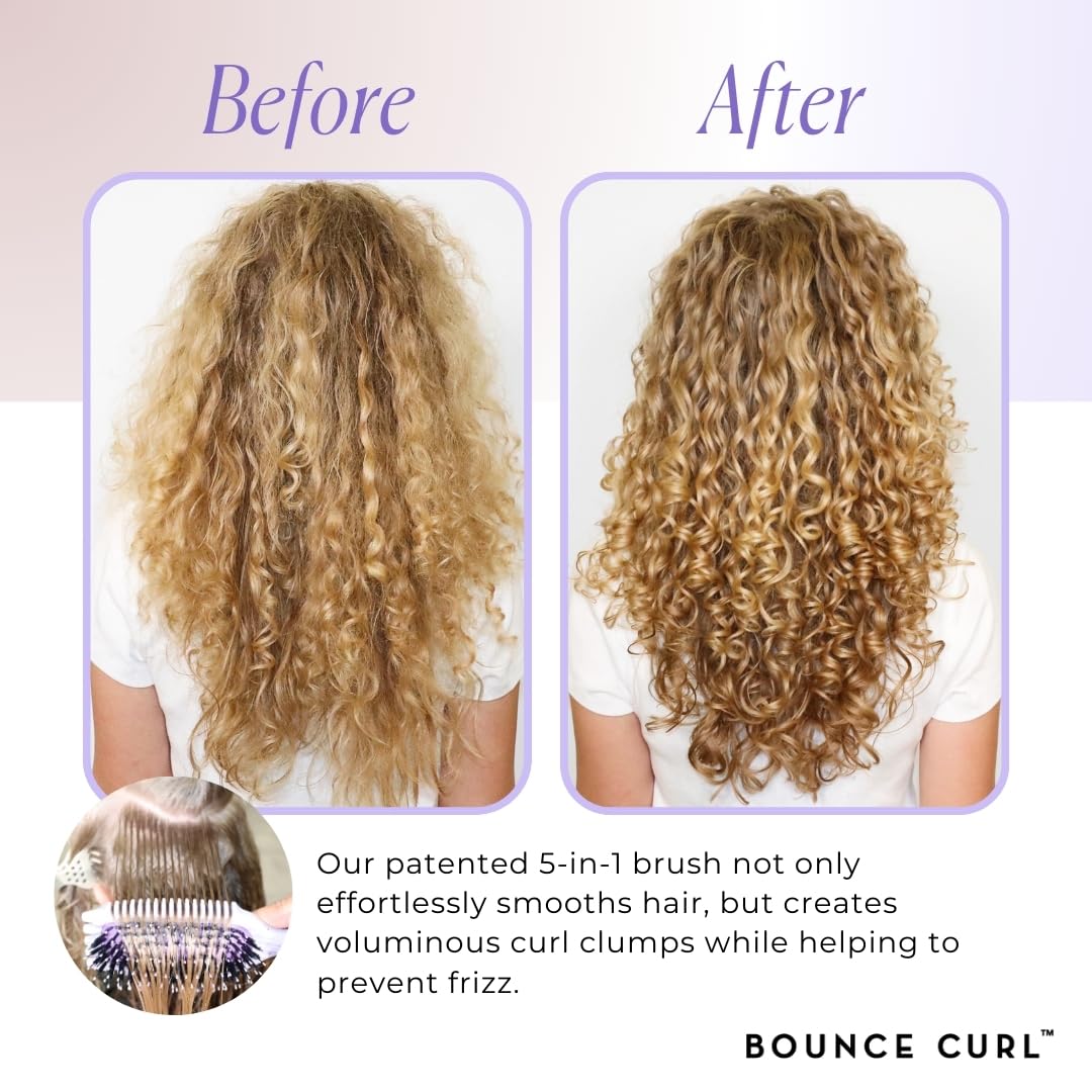 Bounce Curl Volume EdgeLift Brush, 5-in-1 Tool for Volumized Waves, Curls & Coils - Purple