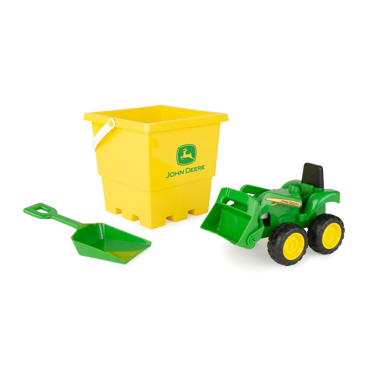 TOMY John Deere Sandbox Toy Set – 3-Piece Dump Truck, Bucket & Shovel for Toddlers, Outdoor Farm & Sand Play, Summer Fun Toys, Green