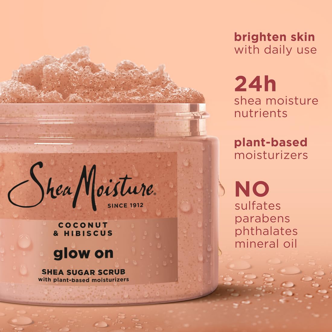 SheaMoisture Shea Sugar Body Scrub For Glowing Radiance Coconut Hibiscus Glowing Radiance Body Scrub With 24h Shea Moisture Nutrients 12 oz