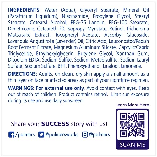 Palmer's Skin Success Anti-Dark Spot Night Cream with Retinol & Niacinamide – Face Moisturizer to Reduce Dark Spots, Fine Lines & Wrinkles, 2.7 oz