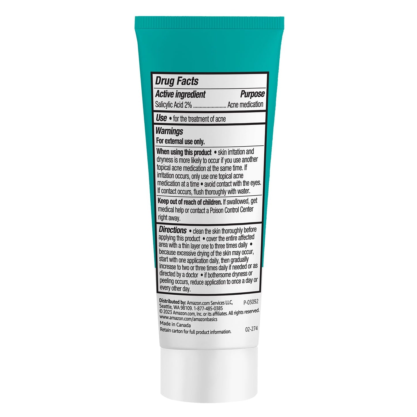 Amazon Basics Advanced Blemish Spot Treatment with 2% Salicylic Acid Acne Medication, 0.75 Fluid Ounces, 1-Pack