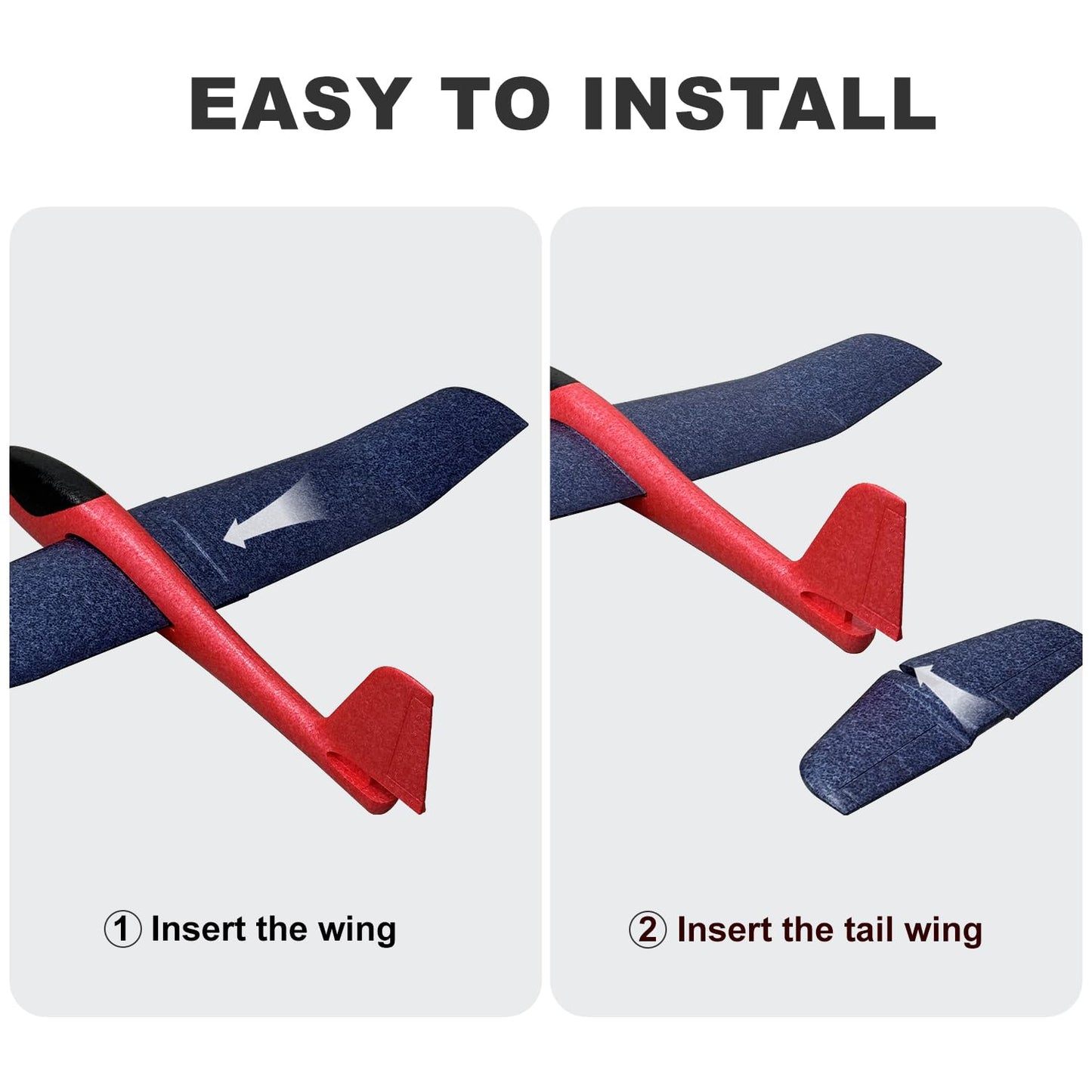 HAWK'S WORK 2 Pcs Foam Glider, 33.8" Super Large Airplane Toy Hand Throwing Plane, Outdoor Play & STEM & RC Conversion for Kids & All Age