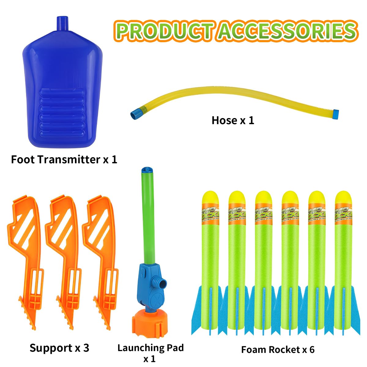 Banvih Kids Rocket Launcher Toy – 6 Foam Rockets, Launch Up to 120ft, Outdoor Game, Birthday Gift & Stocking Stuffer for Ages 3+