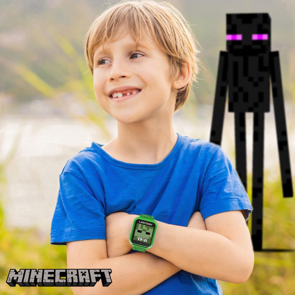 Minecraft Kids Smart Watch – Touchscreen, Camera, Video, Games, Alarm, Calculator & Pedometer – Fits 5.5"–8" Wrists