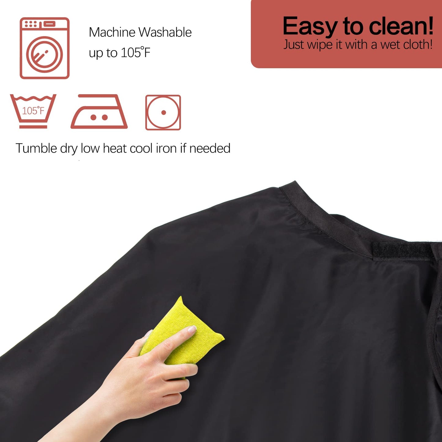 Short Barber Cape, Waterproof Nylon Salon Hair Cutting Cape, Makeup Artist Cape for Hair Dye, Comb-out, Styling, Shampoo (1, Black)