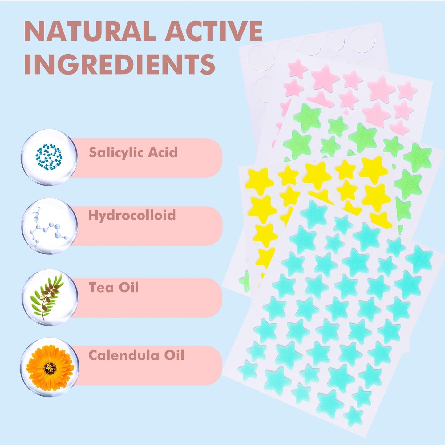 Sundpik 316pcs Pimple Patches for Face – Hydrocolloid Acne & Zit Patches, Star Shapes, With Salicylic Acid, Tea Tree & Calendula Oil