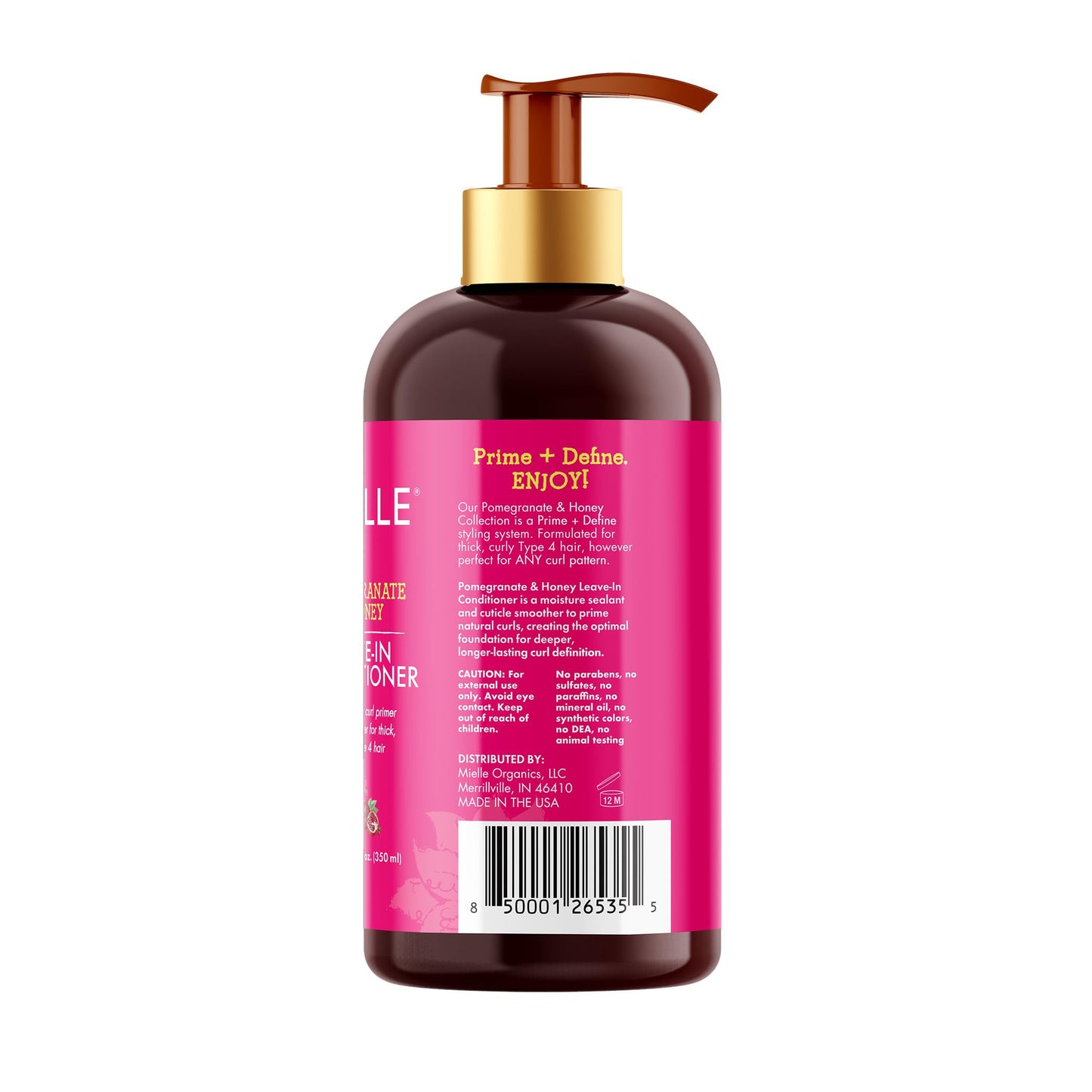 Mielle Organics Pomegranate & Honey Leave-In Conditioner for Curly Hair, Moisturizing Detangler to Repair Damage, Prevent Frizz & Boost Shine, 12 Fl Oz
