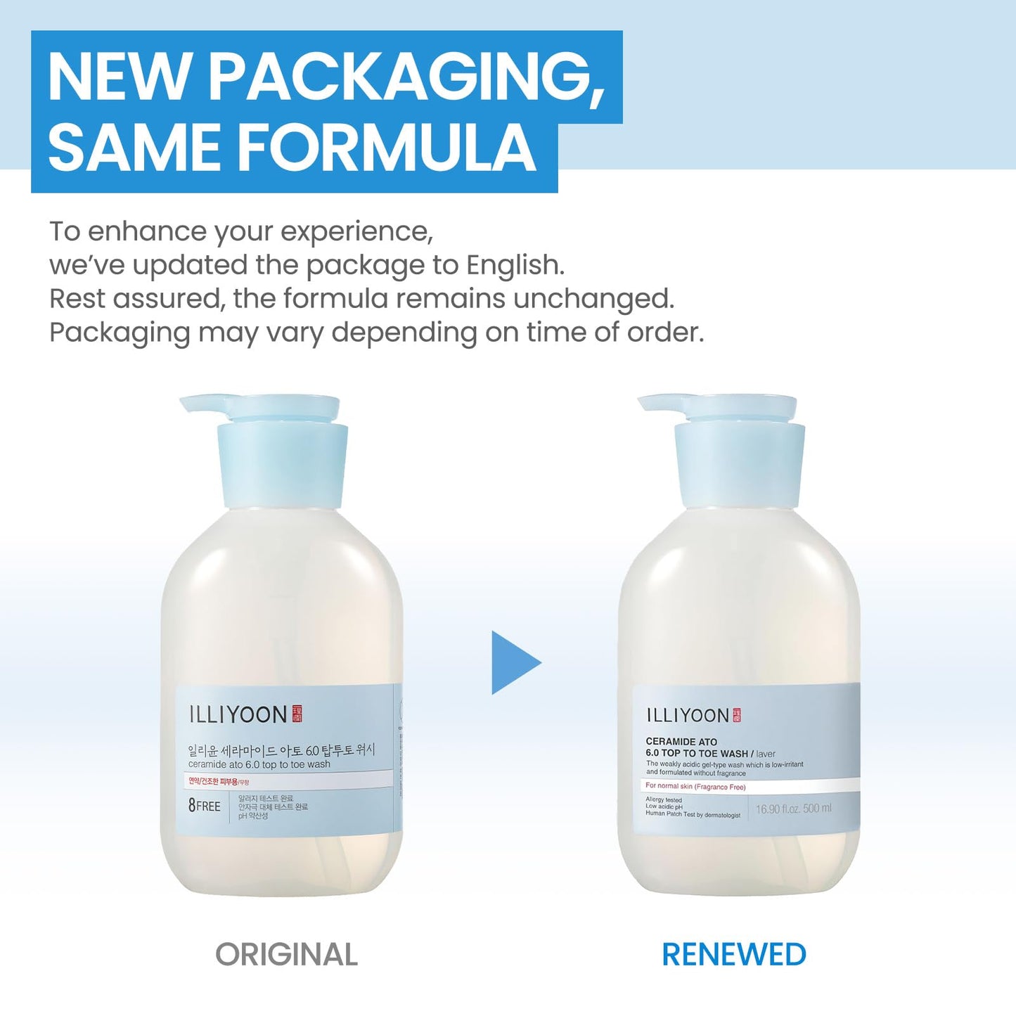 Illiyoon Ceramide Ato 6.0 Top to Toe Wash - Mild Cleanser for Baby body, 16.9 Fl Oz (500ml)