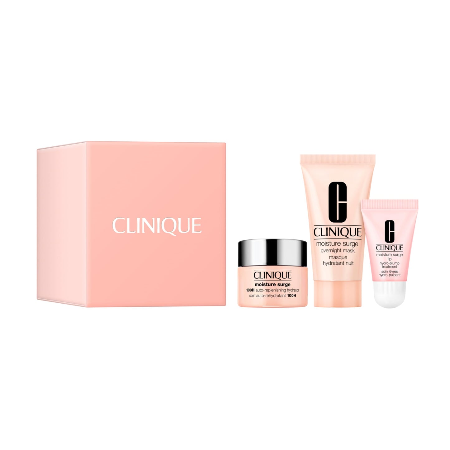 Clinique Hydration Heroes Gift Set – Moisture Surge 100H Cream, Overnight Mask & Lip Treatment, Travel Size 3-Piece Set for Glow & Hydration