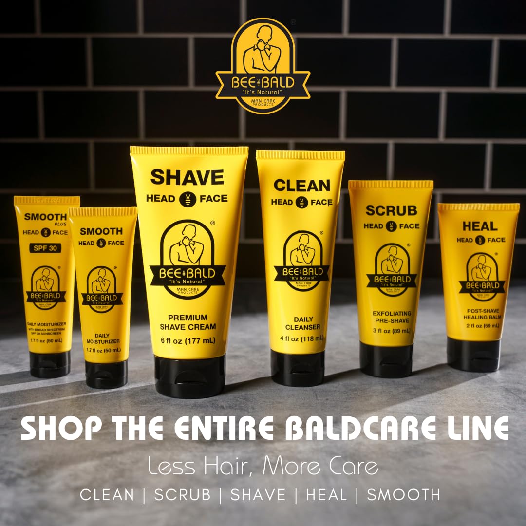 Bee Bald SCRUB Pre-Shave Exfoliator – Deep Clean, Remove Dirt, Oil & Flaky Skin, Prep for Super Close Shave, 3 fl oz