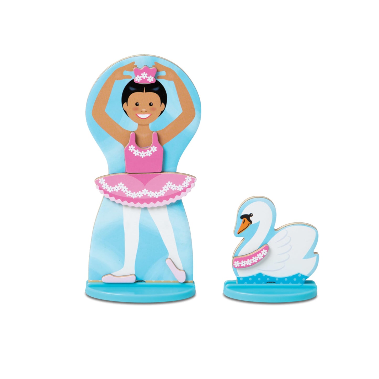 Melissa & Doug Ballerina And Fairy Magnetic Dress-Up Double-Sided Wooden Doll And Swan Pretend Play Set (52 pcs)