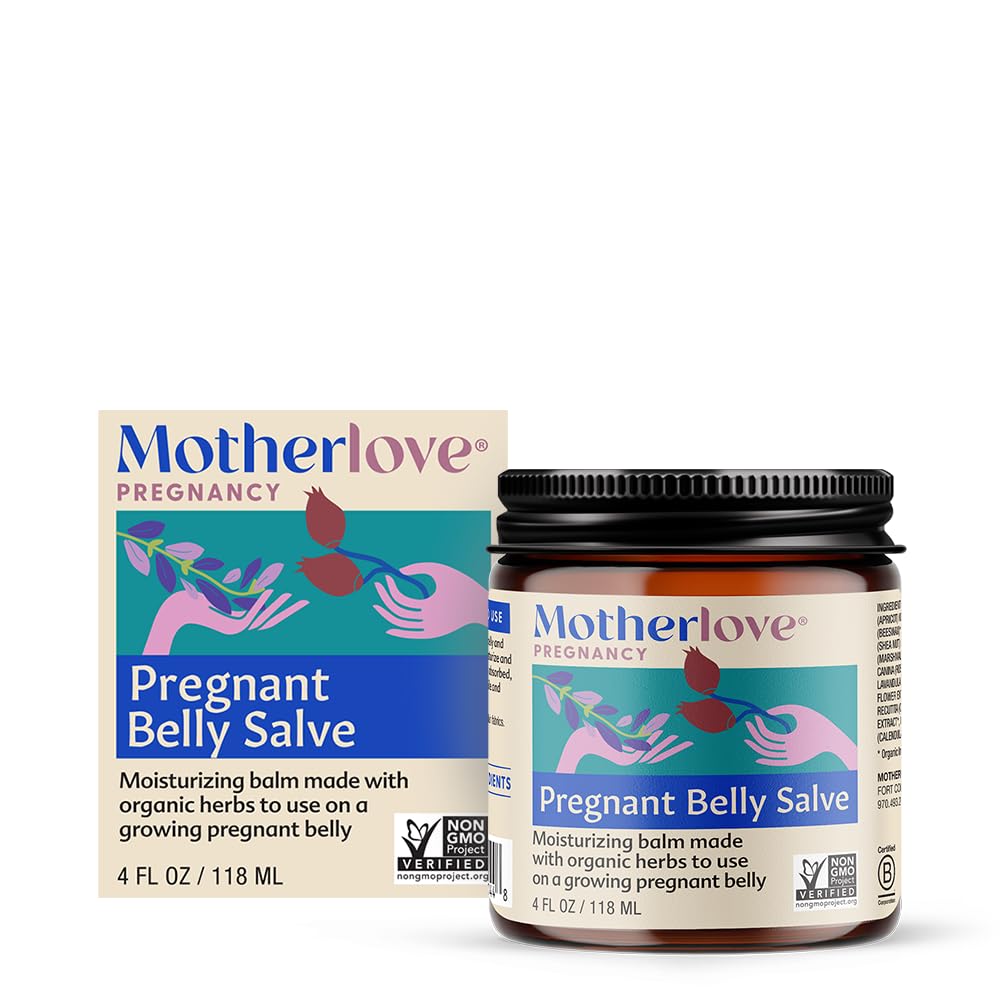Motherlove Pregnant Belly Salve (4 oz) Moisturizing Balm to Use on Growing Belly—Non-GMO & Organic Herbs