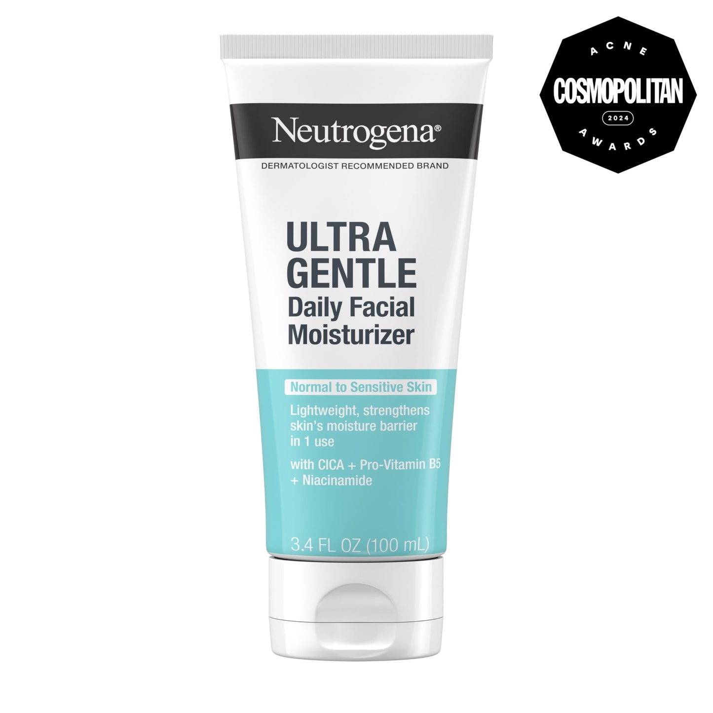 Neutrogena Fragrance-Free Daily Face & Neck Moisturizer for Sensitive Skin with Vitamins B3, B5 & E, 3.4 fl. oz