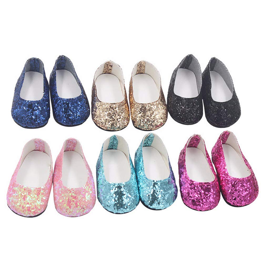 yijing Doll Accessories,Six Pair 18 Inch America Doll's Shoes,Suitable for 18 inch Doll(More Than 3 Months)