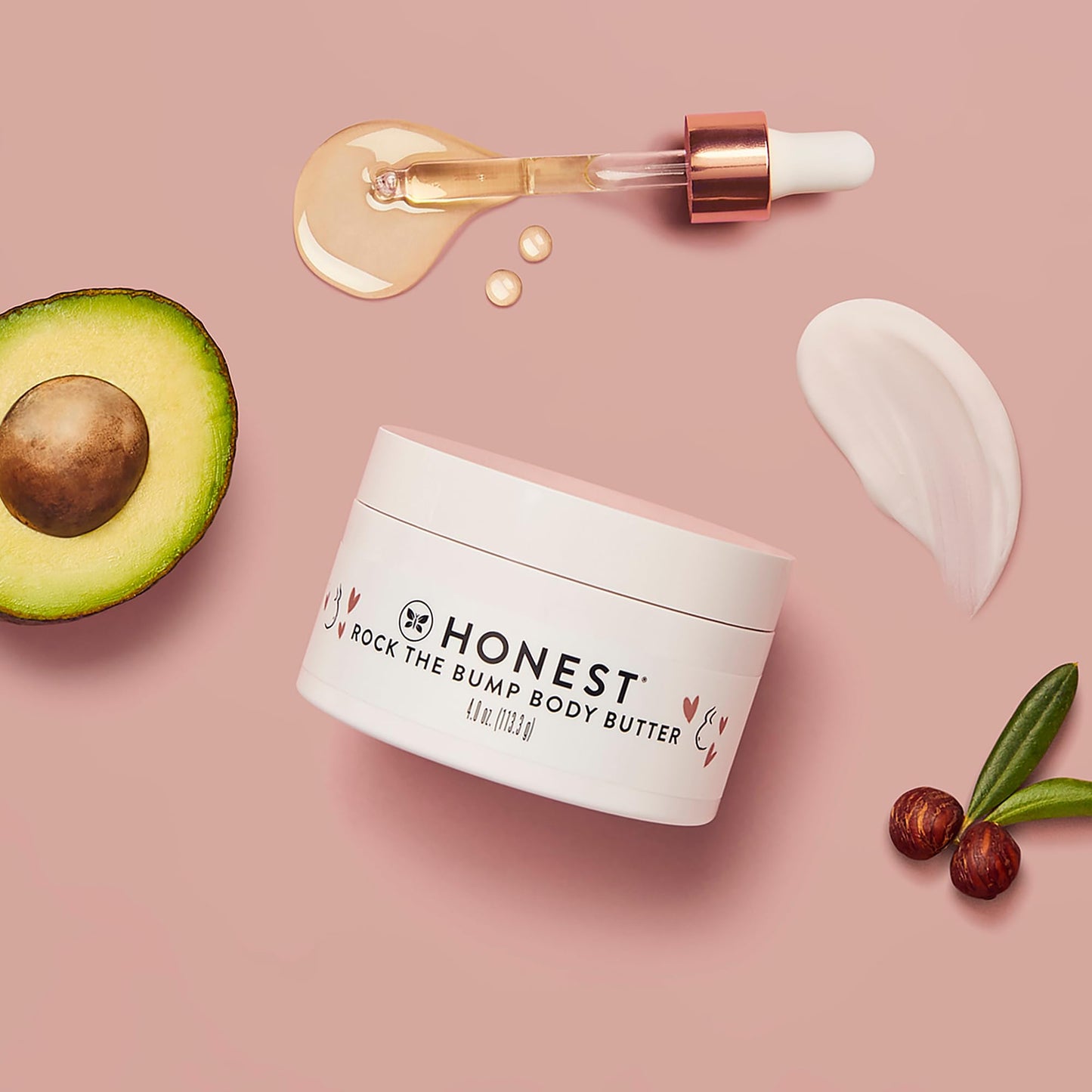 The Honest Company Honest Mama Rock The Bump Body Butter | Moisturizing Stretch Mark Cream | Shea Butter, Avocado Oil, Vitamin E | Hypoallergenic + Dermatologist Tested | 4 oz