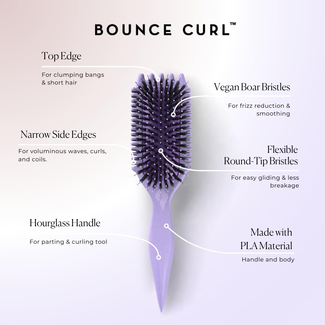 Bounce Curl Volume EdgeLift Brush, 5-in-1 Tool for Volumized Waves, Curls & Coils - Purple