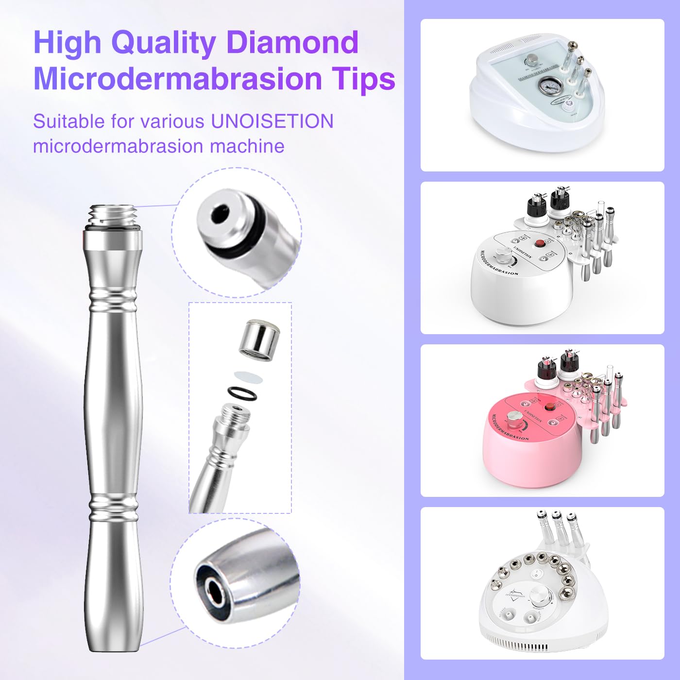 UNOISETION 9PC Diamond Microdermabrasion Tips Replacement for Facial Peel Machine, Durable Microderm Tips for Professional Use