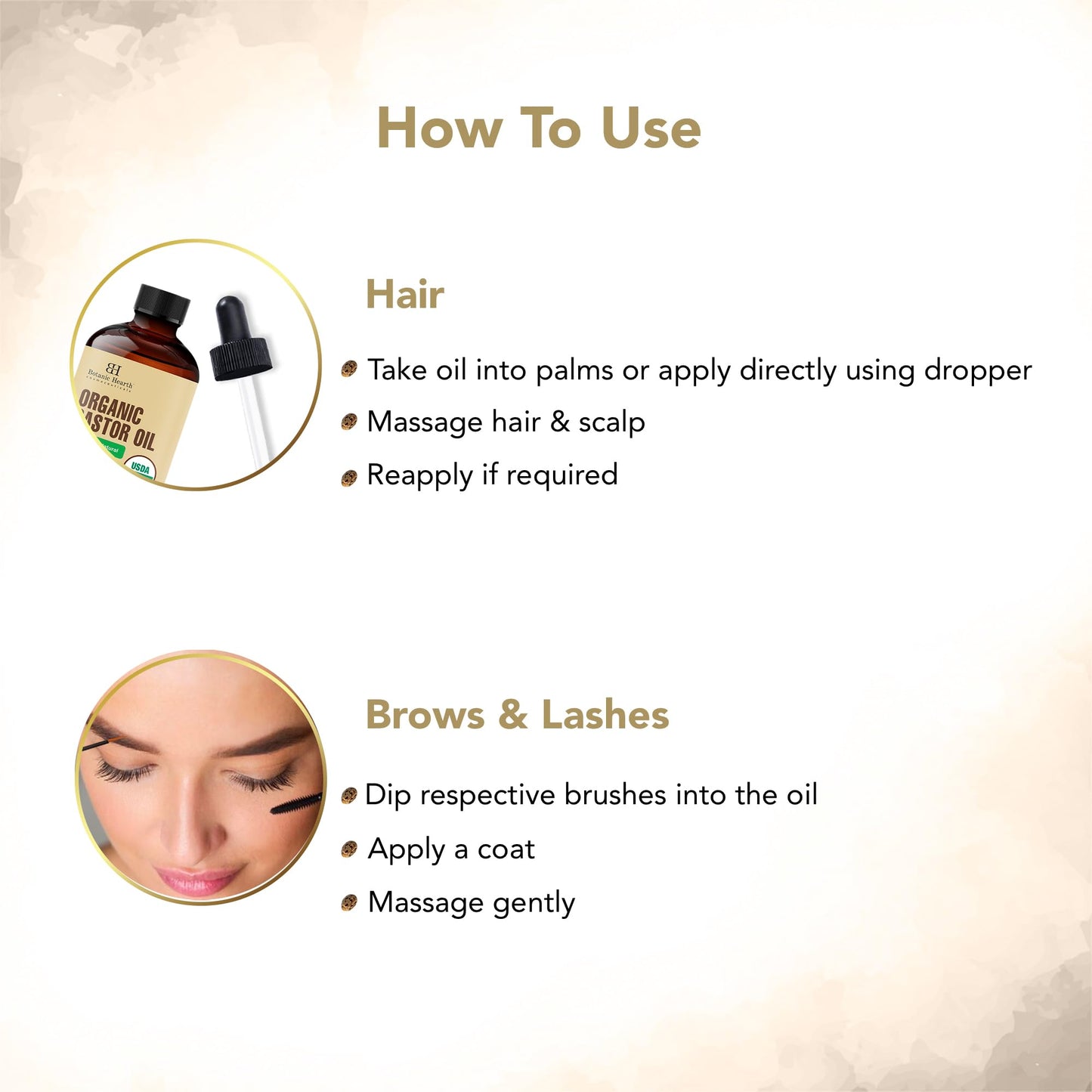 Botanic Hearth 100% Pure Castor Oil, Cold Pressed & Organic – 2 fl oz | For Hair, Eyelashes & Eyebrows | Hexane-Free, Fast Absorbing with Dropper