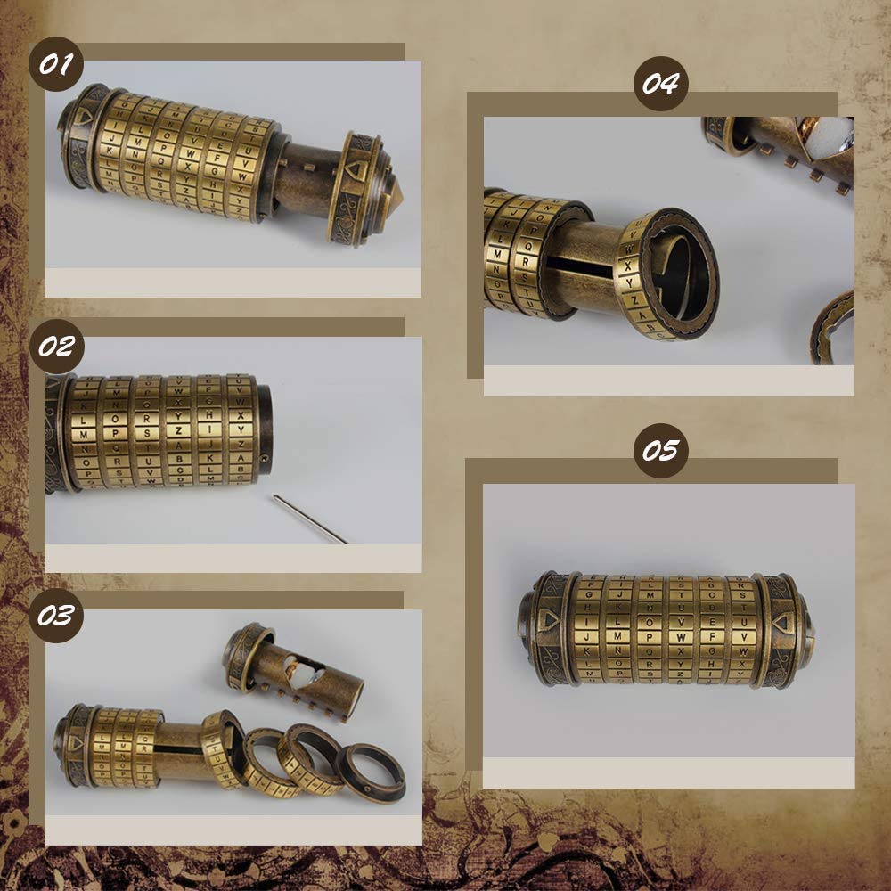 Cryptex Da Vinci Code Mini Lock Box – Puzzle with Hidden Compartment, Romantic Anniversary & Valentine’s Gift for Her, Him, or Girlfriend