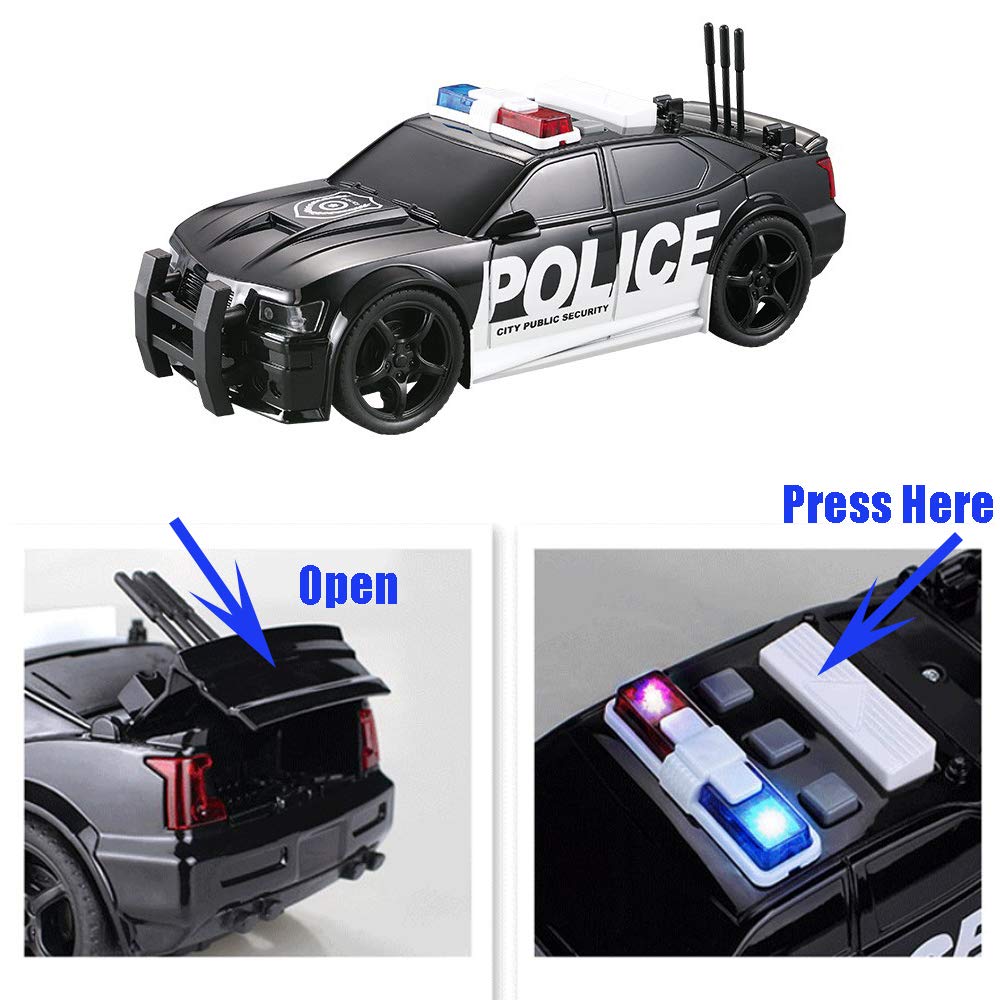 OCCAFY Police Car Toy Plastic Pursuit Rescue Vehicle with Sirnes Sound and Light for Kids Toddlers Boys 1:20