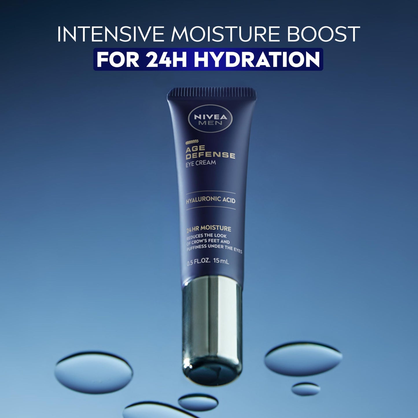NIVEA MEN Age Defense Eye Cream with Hyaluronic Acid – 24H Hydrating Under-Eye Cream for Men, Reduces Crow’s Feet, Fine Lines & Dark Circles, 0.5oz