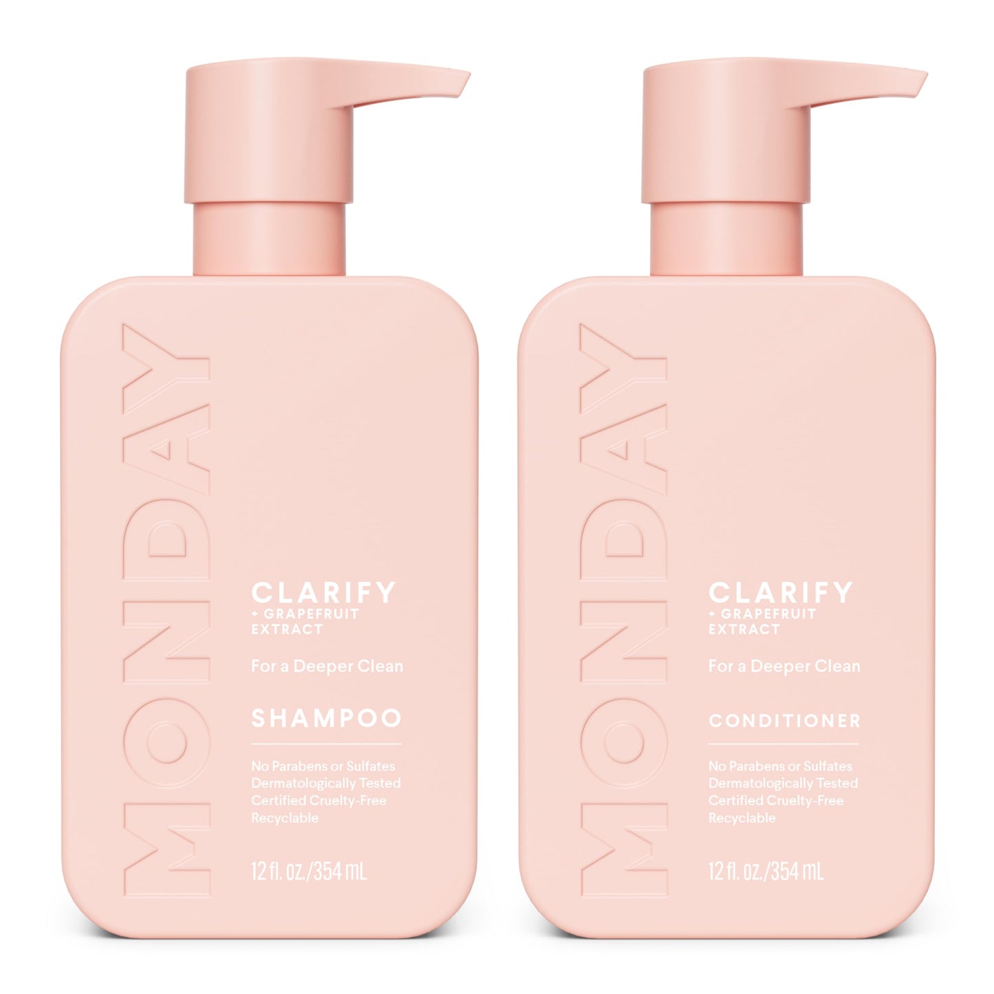 MONDAY HAIRCARE Clarify Shampoo & Conditioner Set for Oily Hair, 12 oz – With Grapefruit Extract, Coconut Oil, Shea Butter, Vitamin E & Pro-Vitamin B5