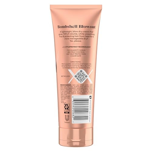 Nexxus Blow Dry Cream Frizz Control for Weightless Style & Volume, with StyleProtect Technology 6 oz