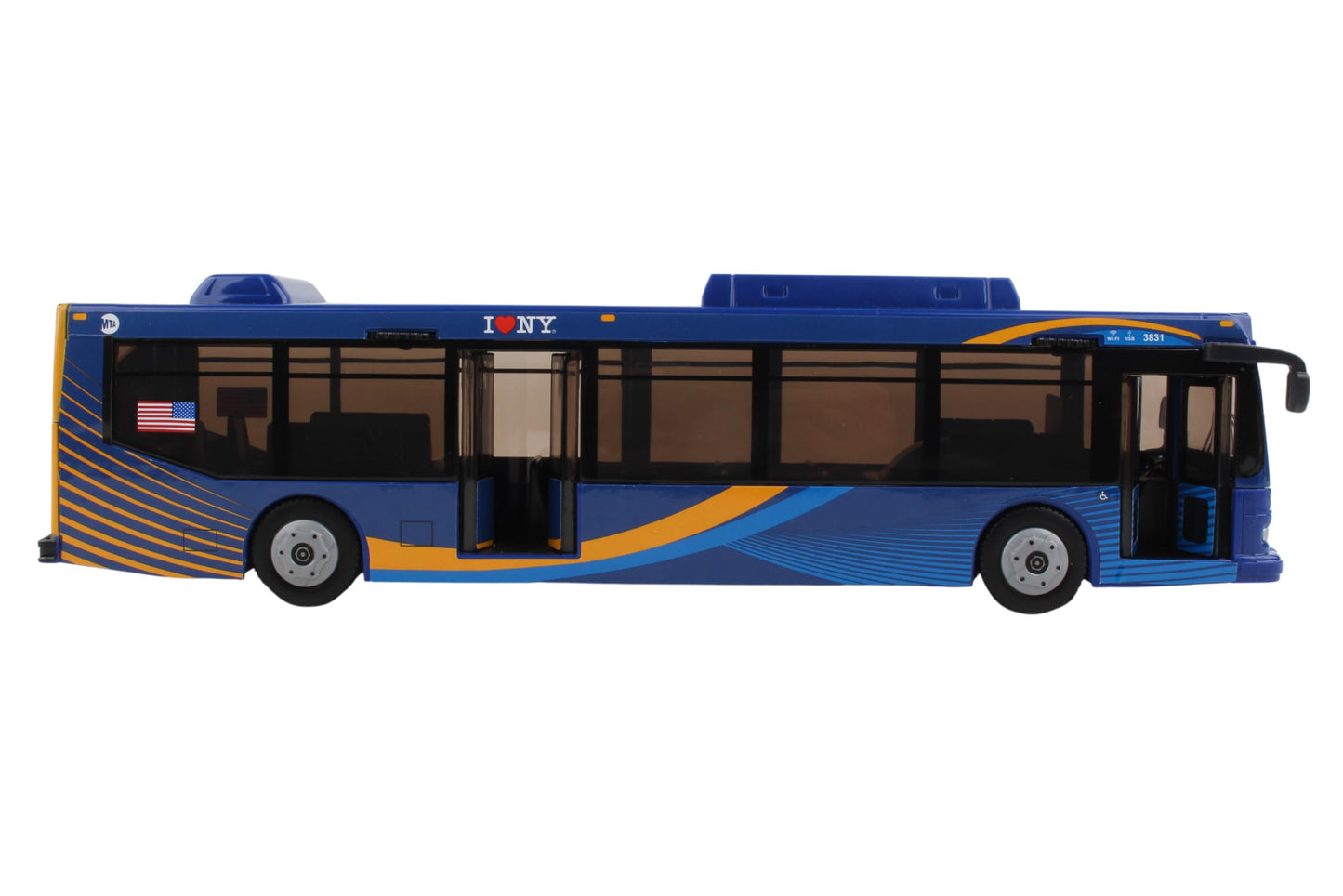 Daron MTA 11" Blue Friction-Powered Bus Toy with Rolling Wheels & Working Doors, Officially Licensed, Kids 3+