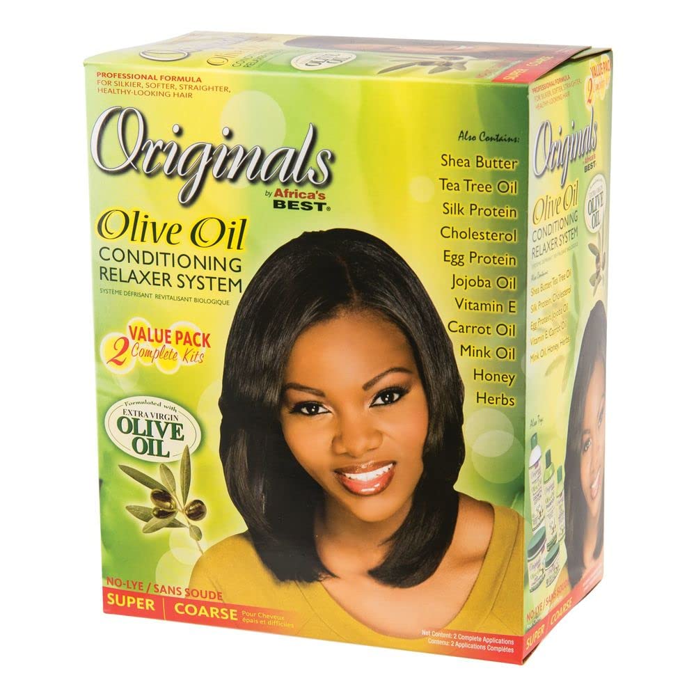 Originals by Africa's Best Olive Oil Conditioning Relaxer System 2-Pack | Repairs, Restores & Softens Coarse Hair for Shine & Elasticity
