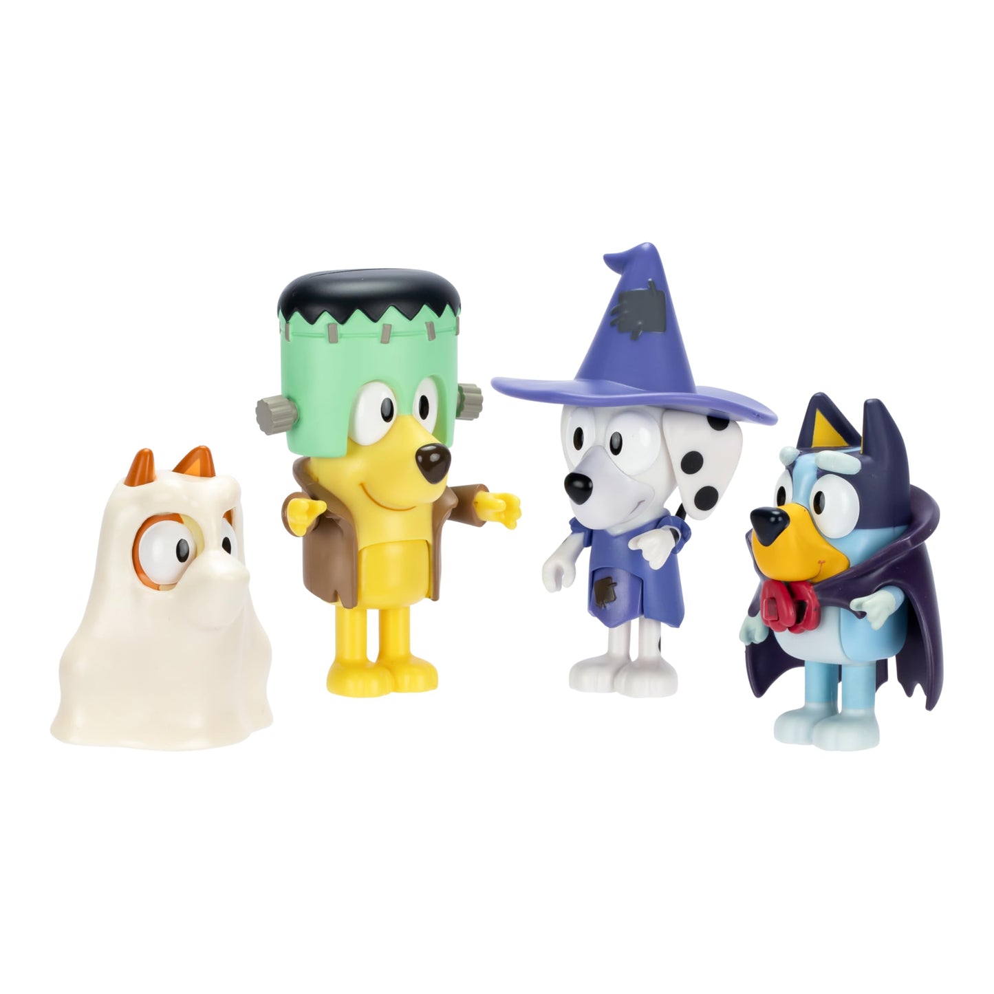 Bluey Halloween Figures 4-Pack – 2.5" Poseable Bingo, Chloe & Lucky with Accessories, Kids Can Recreate Favorite Moments
