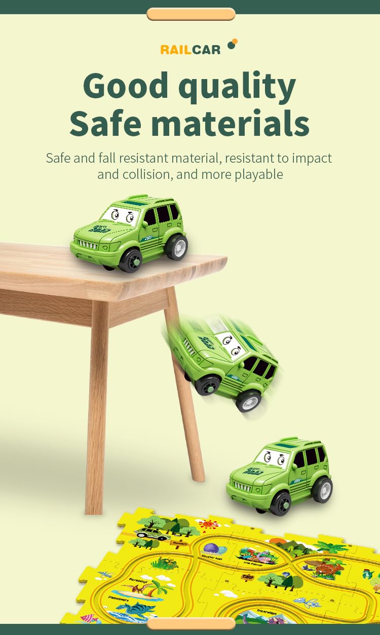 4-in-1 Puzzle Racer Car Track Set for Kids – 4 Themed Jigsaw Tracks, Puzzle Raceway, Preschool Toy Gift for Boys & Girls