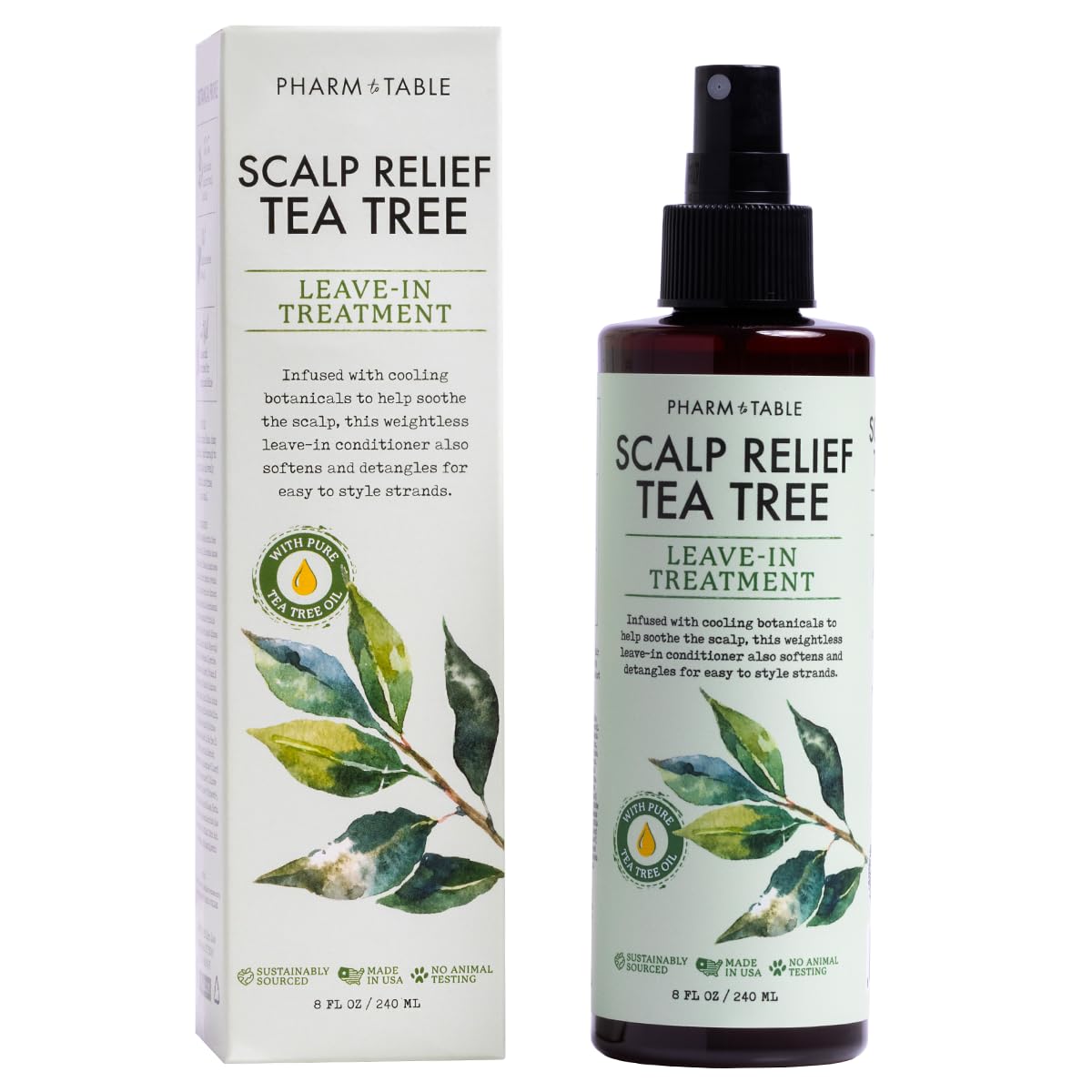 Tea Tree Leave-In Conditioner Spray – Hydrating Scalp Treatment for Dandruff, Dry & Itchy Scalp, Psoriasis Care – Detangles, Nourishes & Soothes Hair