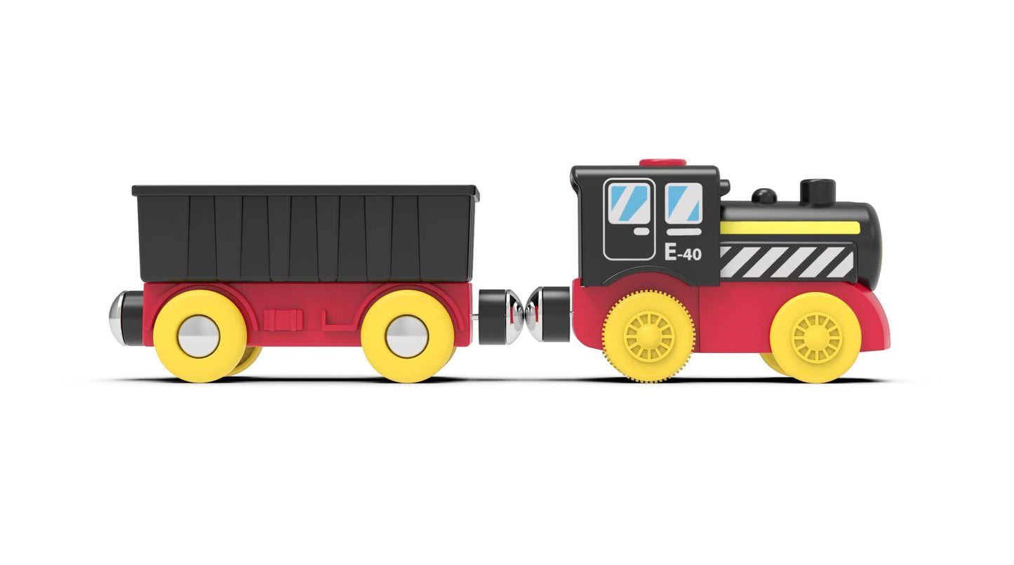 Battery Operated Locomotive Train, Magnetic Trains Toy for Wooden Tracks, Motorized Train Compatible with Thomas, Brio, Chuggington, Melissa & Doug