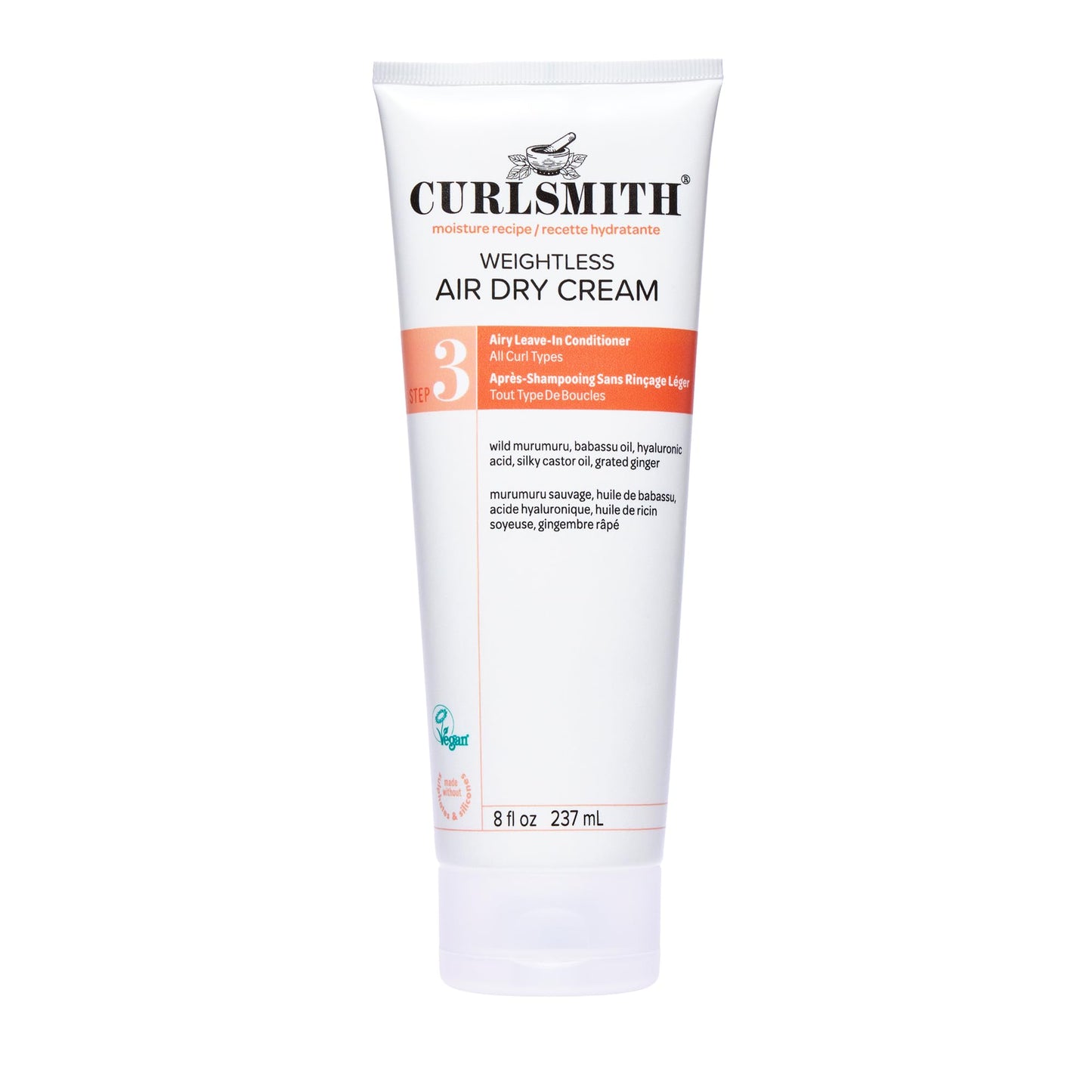CURLSMITH - Weightless Air Dry Cream - Vegan Leave-In Conditioner for Any Hair Type, Smooths Hair (8 fl oz)
