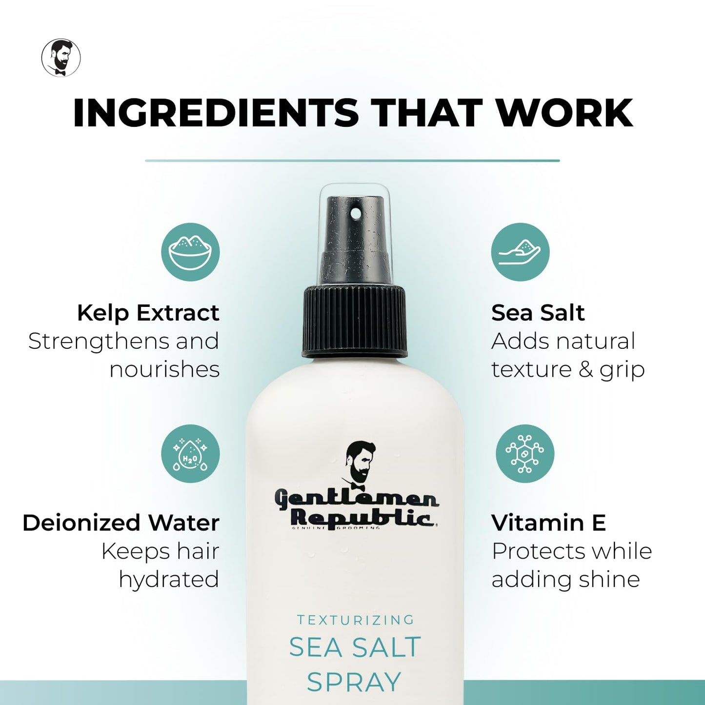 Gentlemen Republic Sea Salt Spray 8 oz – Texturizing Hair Spray for Men & Women with Dead Sea Salt, Vitamin E & Kelp – Adds Volume & Lightweight Hold