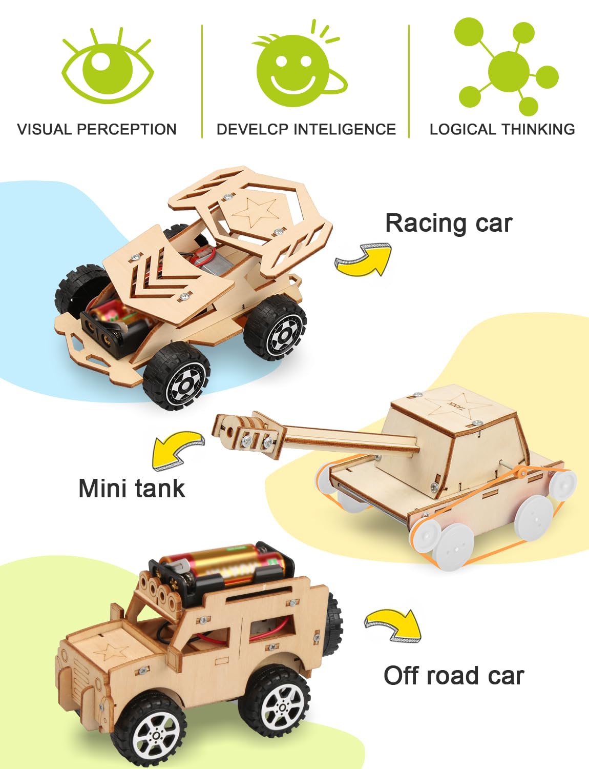 Poraxy 5-in-1 STEM Kit for Kids 8-13 – Science, Model Cars, 3D Wooden Puzzles & Crafts – Educational STEM Toys & Birthday Gifts